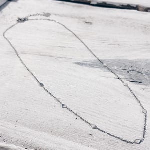Delicate Rhombus Necklace Rose Gold | Square Charms Necklace Gold | Small Pendant Necklace Silver | Dainty Chain Necklace Geometric Silver
