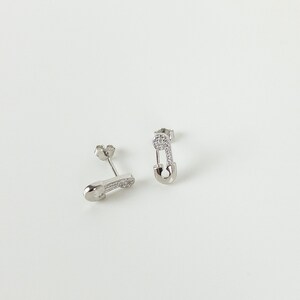 Safety Pin Earrings Sterling Silver Unique Stud Earrings 925 Silver Safety Pin Ear Studs image 5