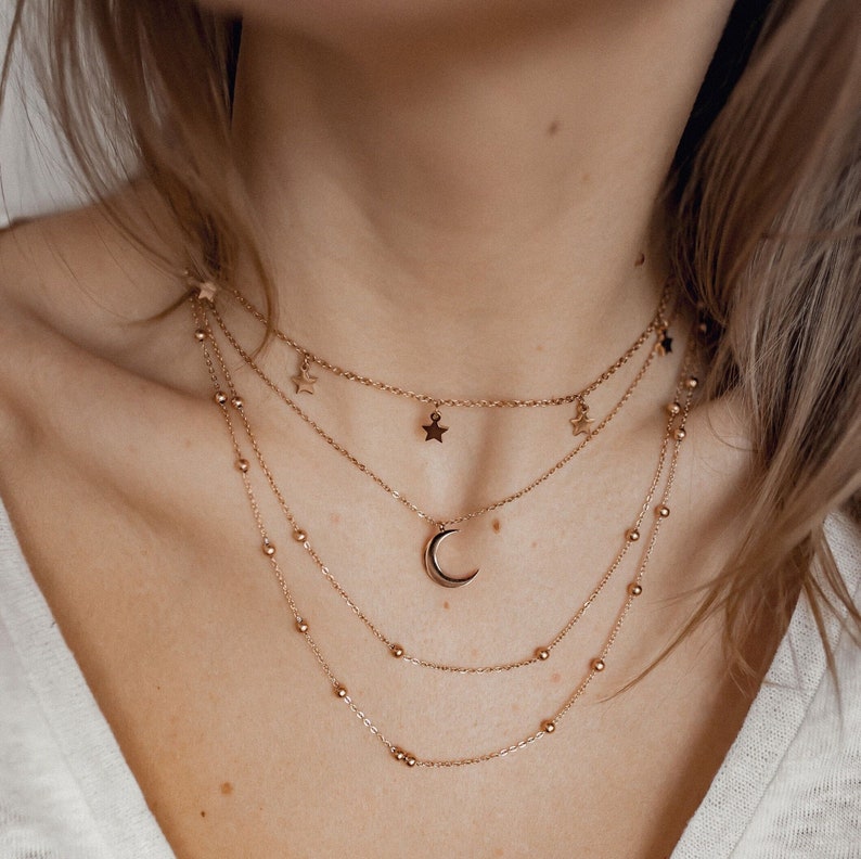 Crescent Moon Necklace Gold Half Moon Necklace Waterproof Crescent Moon Necklace Silver Rose Gold Crescent Moon Pendant Necklace image 6