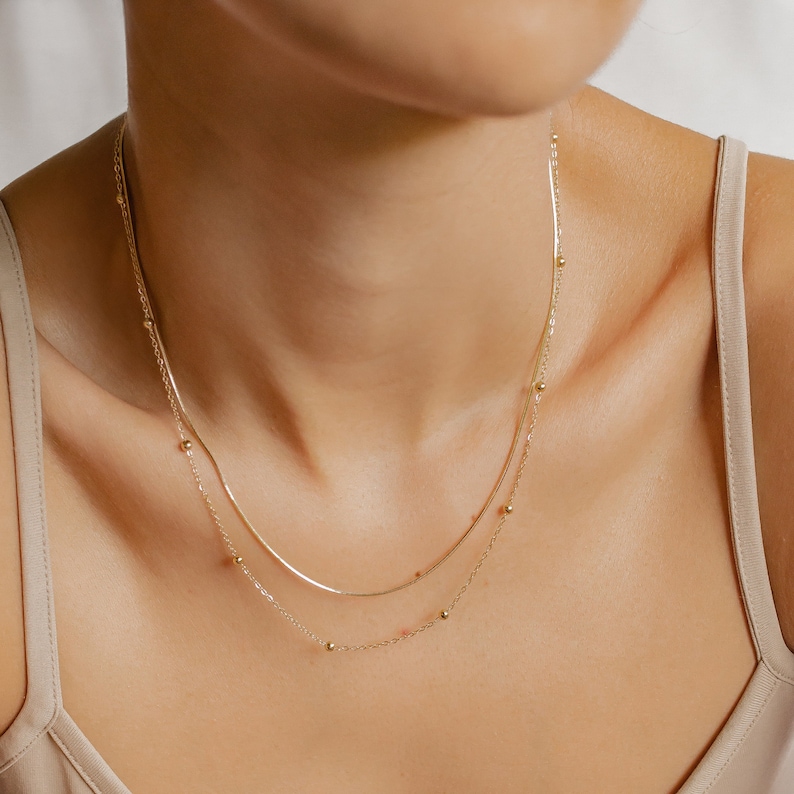 Layered Fine Chain Necklace Gold Dainty Women Necklace Stainless Steel image 3