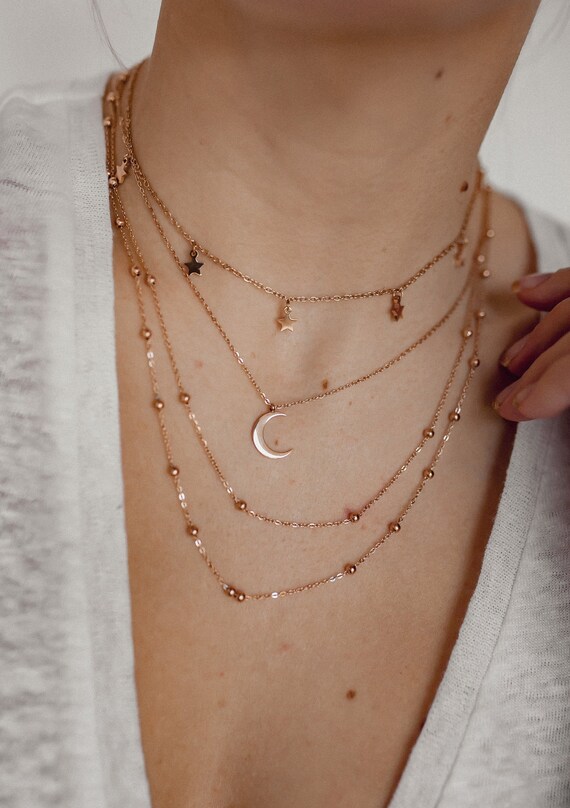 Half Moon Necklace Rose Gold Delicate 