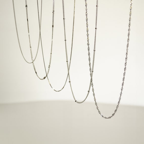 Satellite Chain Necklace, Singapore Chain, Starburst Chain, Textured Chain, Box Chain Necklace | Essential Necklace Chains Sterling Silver
