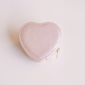 Travel Jewelry Case Jewelry Organizer Travel Jewelry Box Pink Heart Jewelry Box for Earrings, Necklaces, Rings image 5