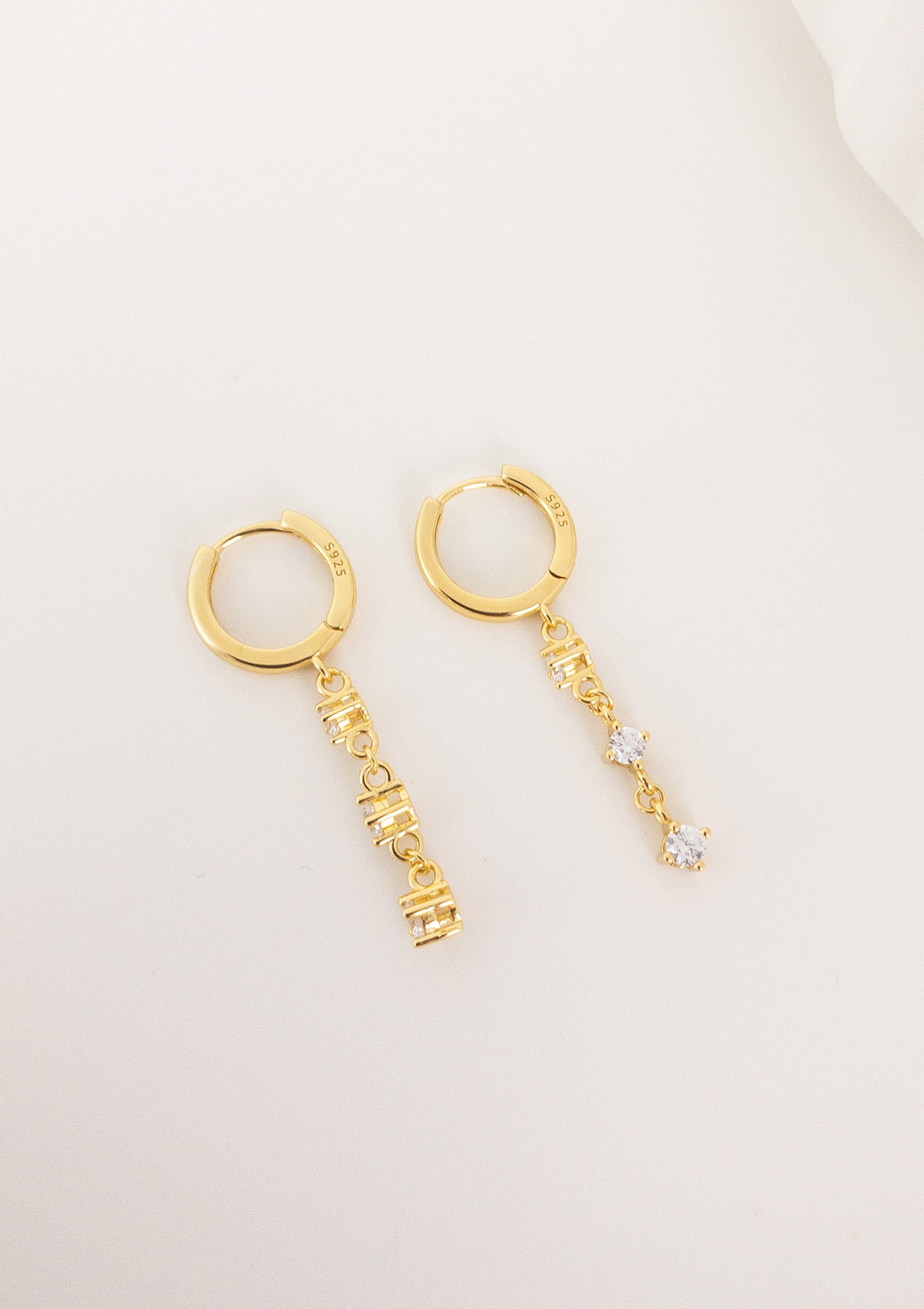 Dangle Huggie Earrings Gold Sterling Silver Dangling Hoops Etsy