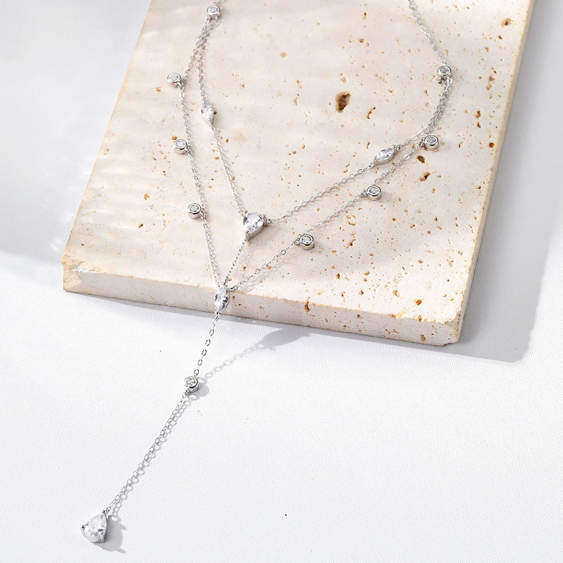 ●ACHA● Greslin Raw Stone Layered Necklace White AC23FW02 ○ACHA○ Greslin Raw Stone Layered Necklace White AC23FW02 V