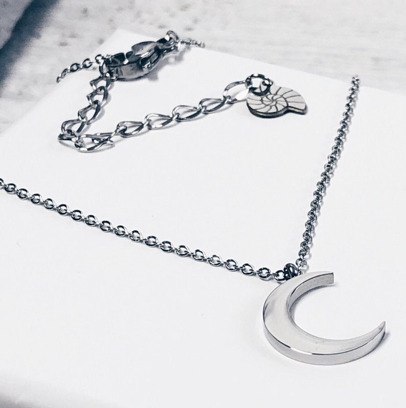 Half Moon Necklace Silver Colour Delicate Crescent Moon Pendant Necklace Available in 3 Colors Silver