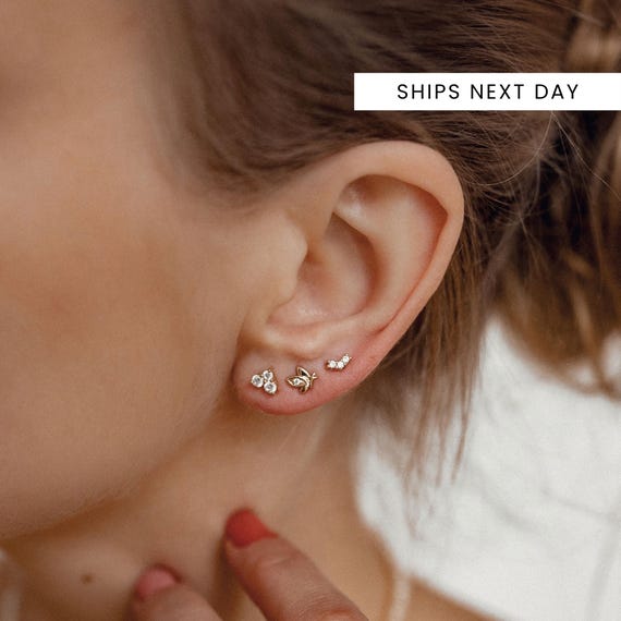 Orecchino singolo in oro 9kt con diamante in Oro - Rainbow K