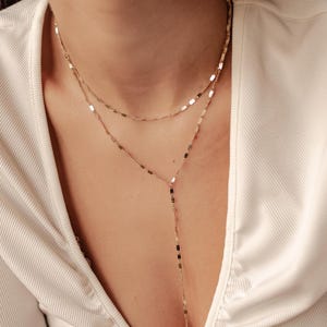 Y-halsband med dubbelt lager | Långt halsband med lager | Y-hängsmycke | Y-halsband i guld, roséguld, silver