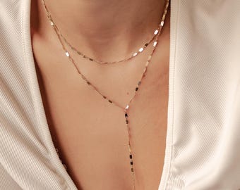 Y Double Layer Necklace | Long Layered Necklace | Y Drop Necklace | Y Necklace Gold, Rose Gold, Silver