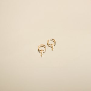 14K Gold Pearl Hoop Earrings Pearl Earrings 14K Gold Pearl Hoop Earrings 14K Gold Solid Gold Hoops 14K Gold Hoop Earrings image 4