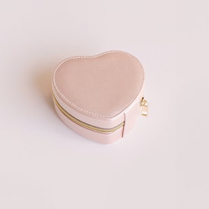 Travel Jewelry Case Jewelry Organizer Travel Jewelry Box Pink Heart Jewelry Box for Earrings, Necklaces, Rings image 3