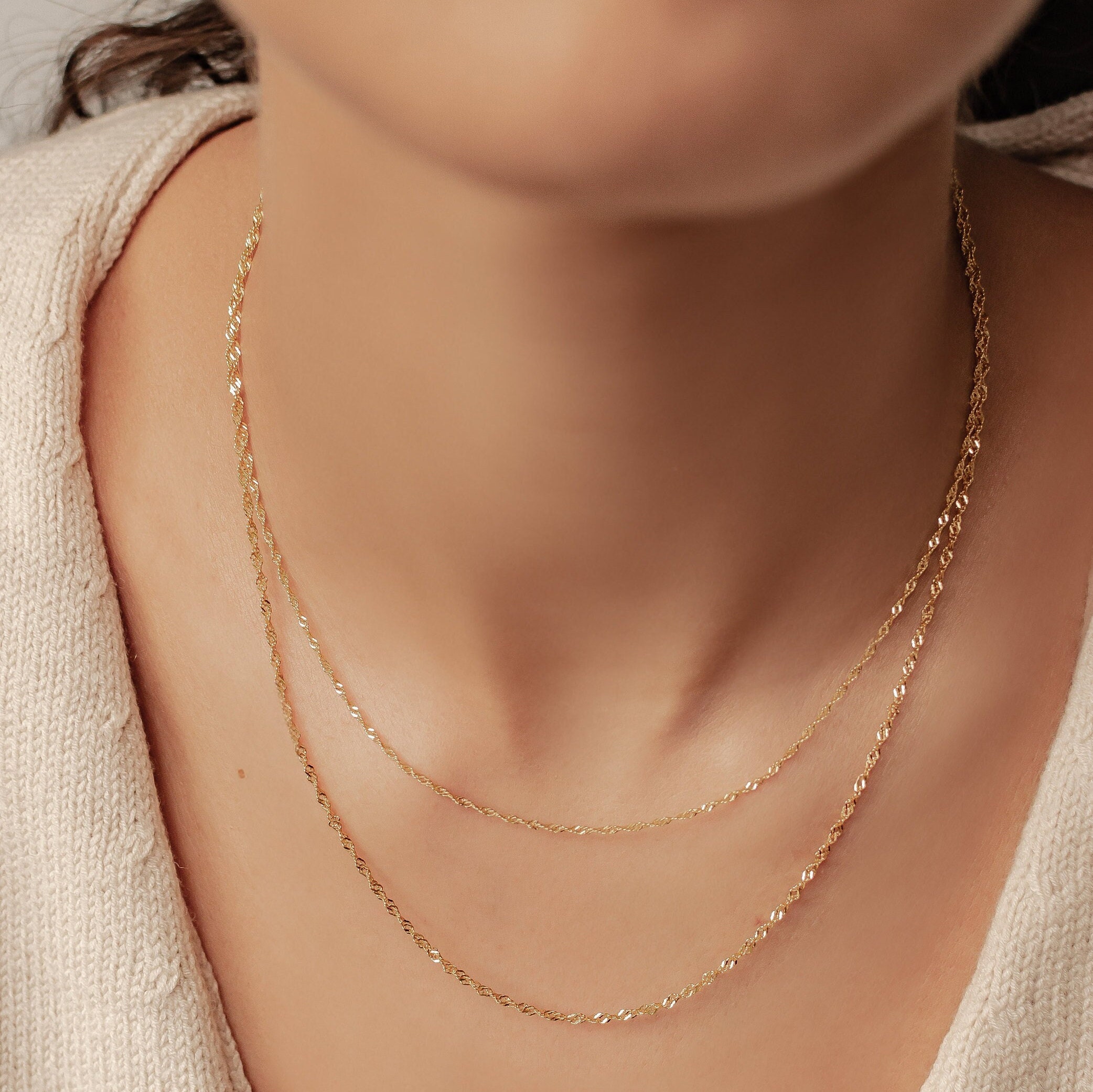 ZHESHY Collana Uomo Acciaio Inossidabile 18K Oro Argento Catena Di Cuban Chain Venezia Scatola Corda Ritorta Collane Gioielli Regalo Uomo E Donna Larghezza 3/4/5/5.5/6mm Lunghezza 46-61cm