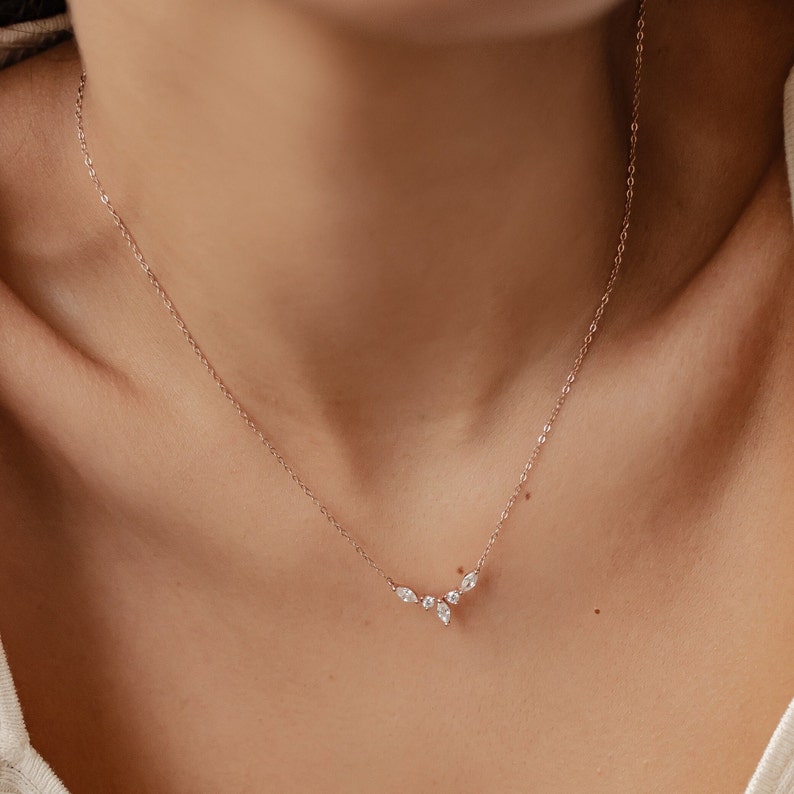 Edelsteen kroonketting sterling zilver Fijne ketting met kroon van zirkonia Rose Gold