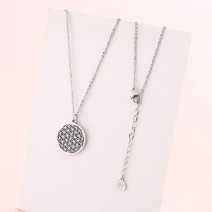 Flower of Life Necklace Rose Gold Flower of Life Silver Necklace Women Necklace Waterproof Stainless Steel image 5