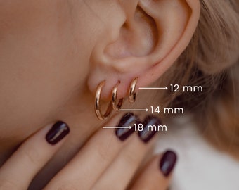 Rose Gold Hoop Earrings Set | Thick Silver Hoop Earrings | Gold Plated Hoops | Thick Gold Hoop Earrings | Sterling Silver Earrings Set