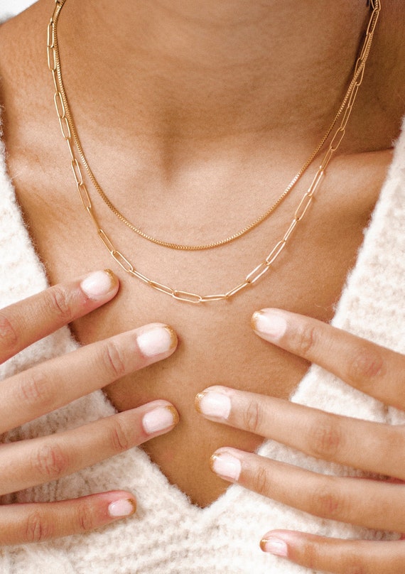 Chunky Chain Layered Necklace Gold 