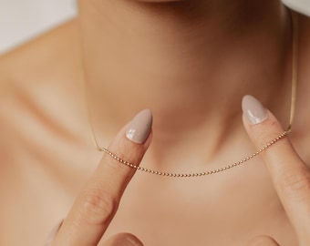 Bead Ball Chain Necklace Gold | Minimalist Bead Necklace Rose Gold, Silver and Gold