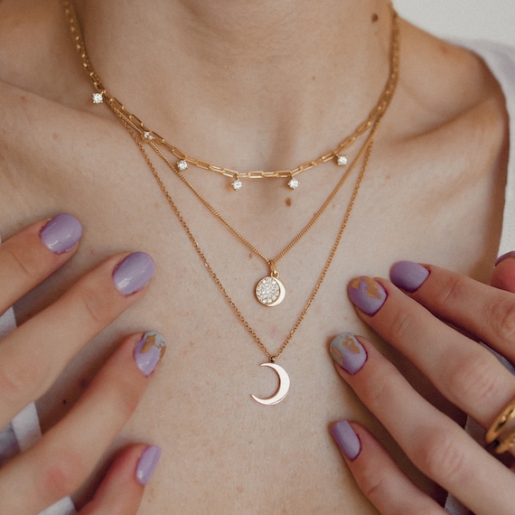 jewelry dainty silver moon necklace