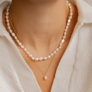 Real Pearl Necklace Freshwater Pearl Necklace Gold Pearl Necklace Baroque Pearl Necklace Natural Pearl Necklace image 7