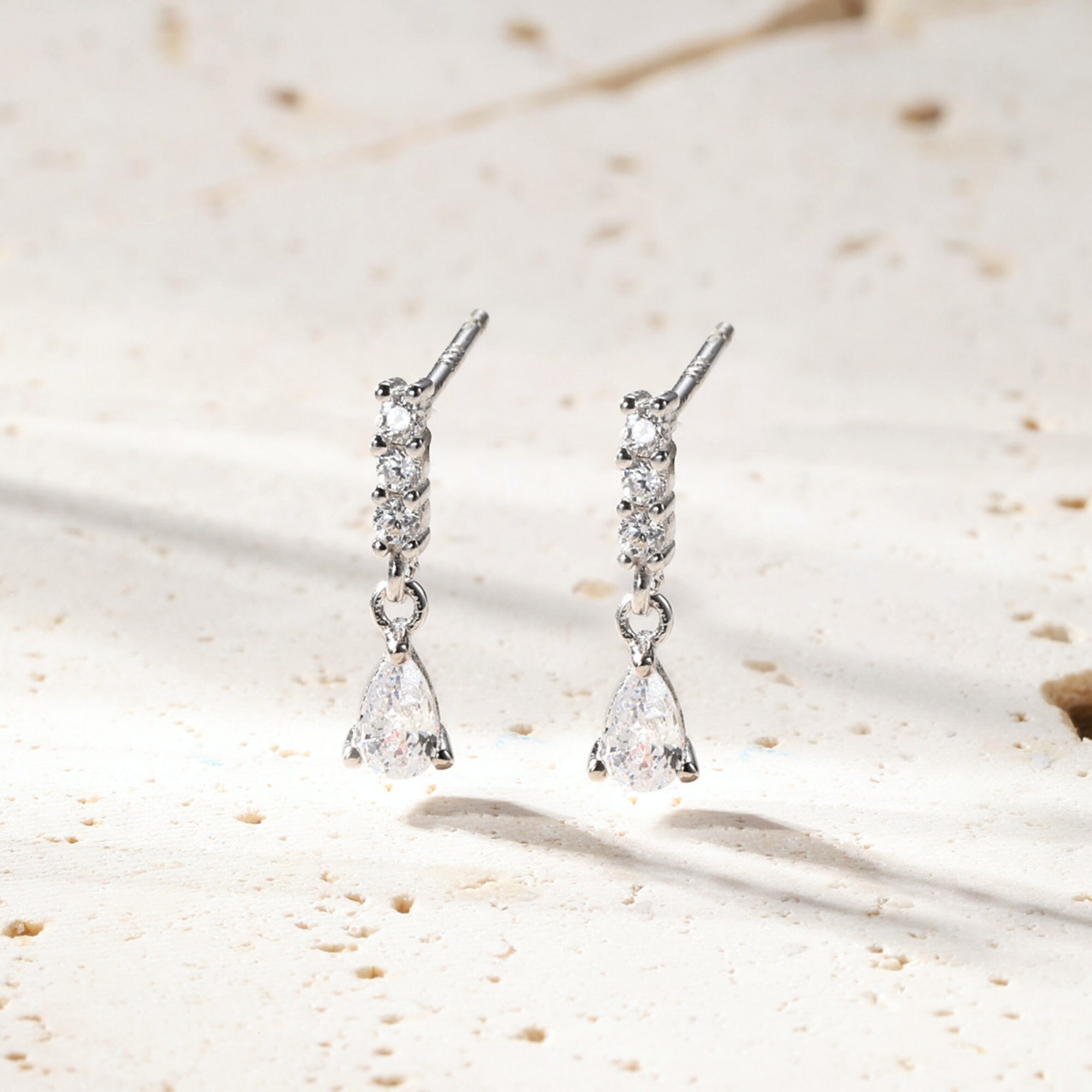 3 Paar Ohrringe Aus 925 Silber – 14K Vergoldet, Mit Zirkonia, Stapelbar, Wasserfest, Für Mehrere Ohrlöcher