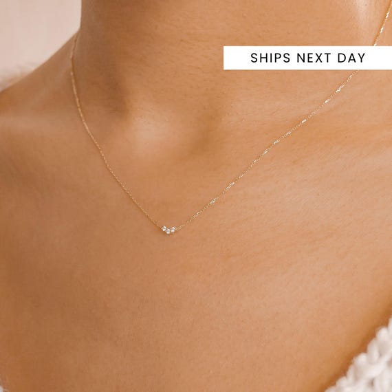14Kゴールドチェーンネックレス：ジルコニアチャームペンダント - Etsy 