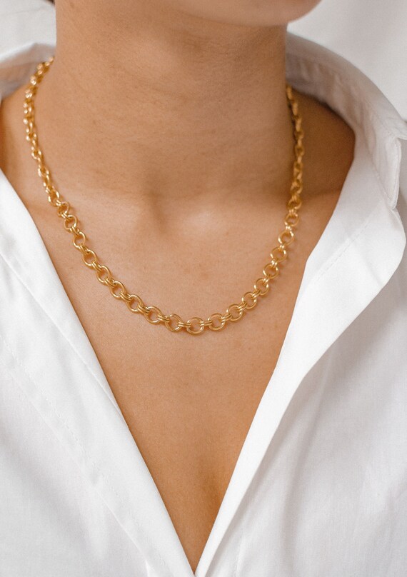 Cable Chain Necklace Gold Plated Chunky 