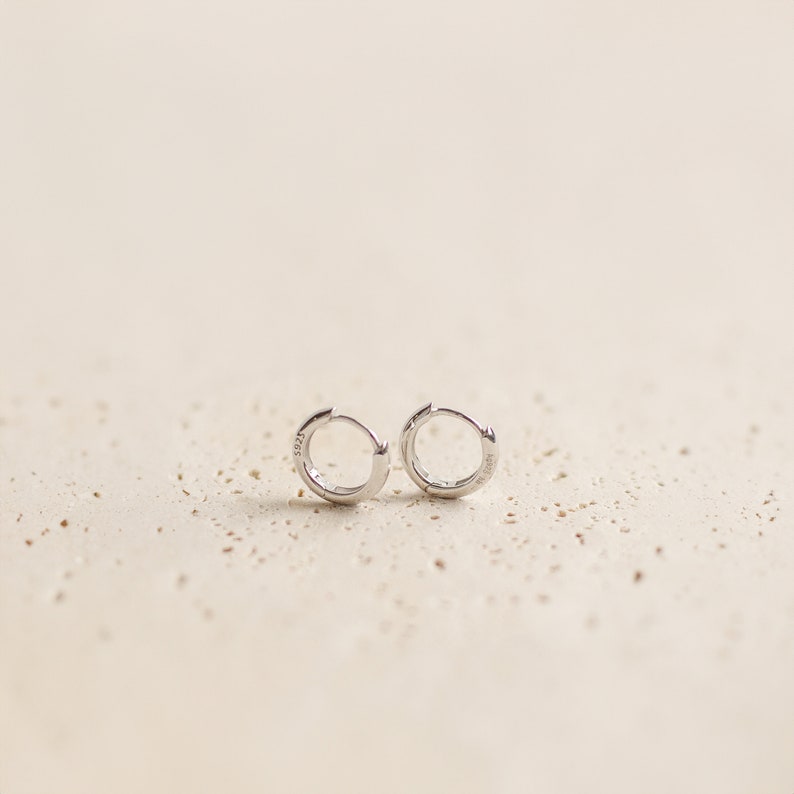 Pendientes de aro clásicos de plata de ley / Pendientes de aro pequeños de oro rosa / Pendientes de aro chapados en oro / Pendientes de aro de plata 925 imagen 7