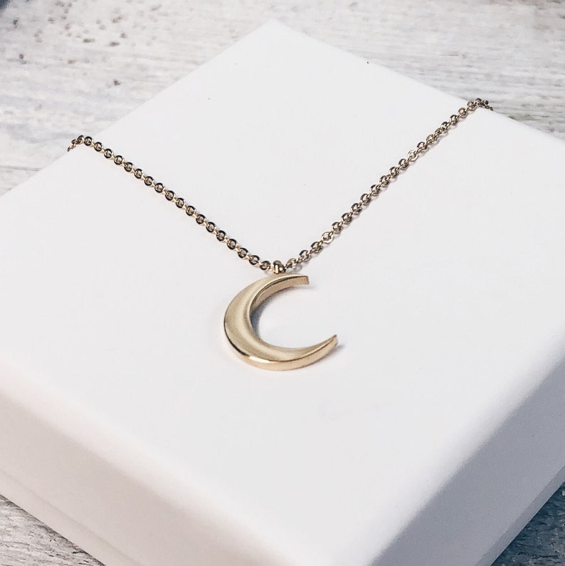 Half Moon Necklace Silver Colour Delicate Crescent Moon Pendant Necklace Available in 3 Colors Gold