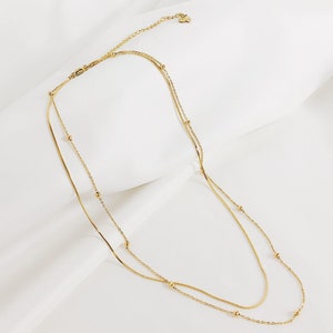 Layered Fine Chain Necklace Gold Dainty Women Necklace Stainless Steel image 4