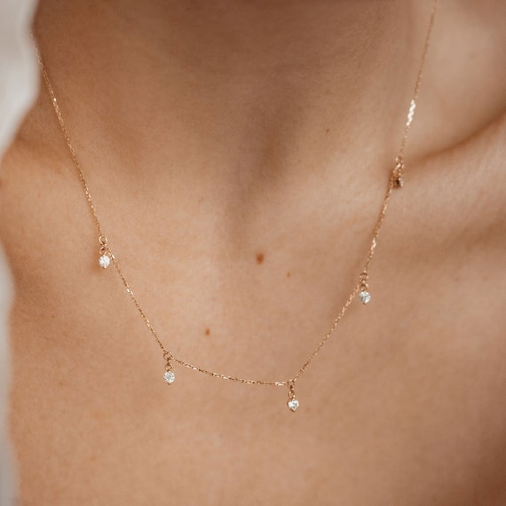 Evolution 14K Gold Charm Necklace Delicate 585 Gold Chain With
