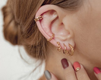 Braided Hoop Earrings Gold Sterling Silver | Small Gold Hoops Circle Earrings 925 Silver