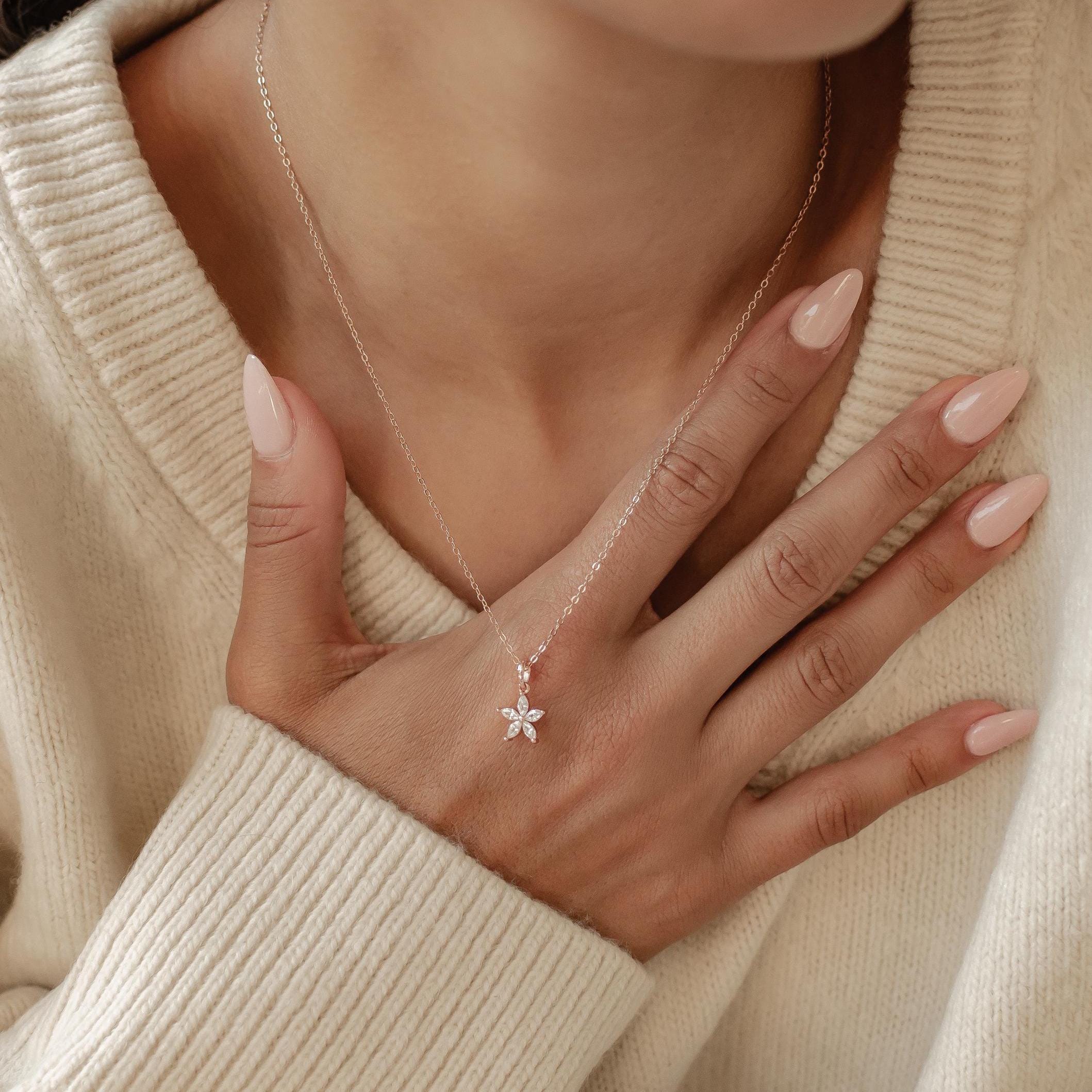 Collana Da Donna Placcato Oro Ciondolo A Cuore 18 Carato Zirconia