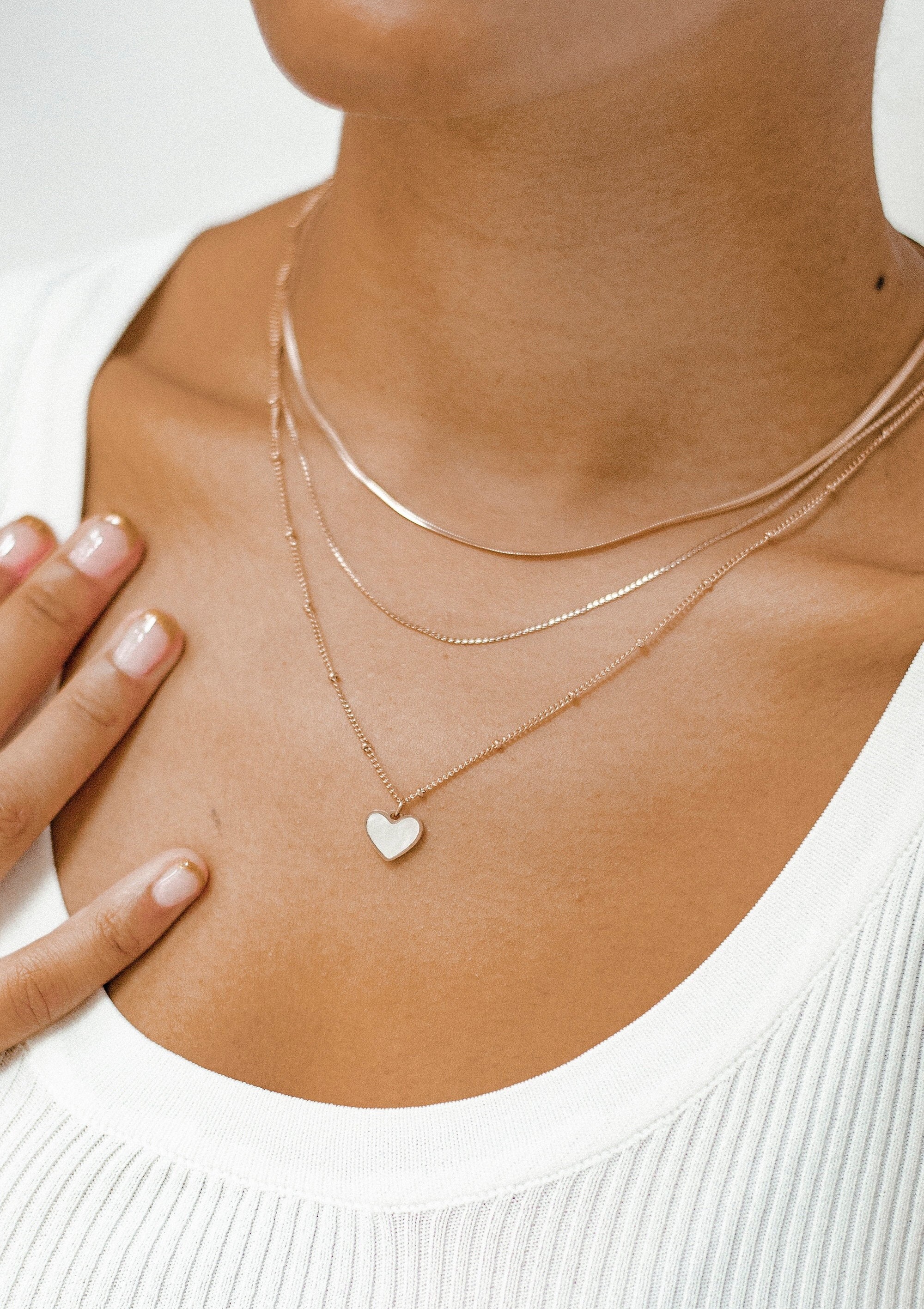 Layered Fine Chain Necklace Rose Gold 