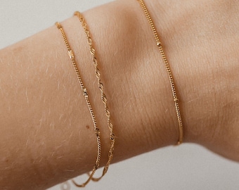 Pulsera de plata delicada chapada en oro / Pulsera de cadena de plata esterlina / Pulsera delicada / Pulsera sencilla / Pulsera de oro rosa