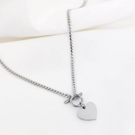 Silver Plated T Bar Heart Necklace By Chapel Cards | notonthehighstreet.com