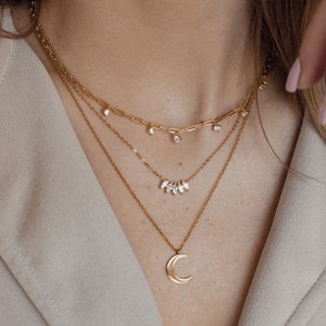 Crescent Moon Necklace Gold Half Moon Necklace Waterproof Crescent Moon Necklace Silver Rose Gold Crescent Moon Pendant Necklace zdjęcie 5