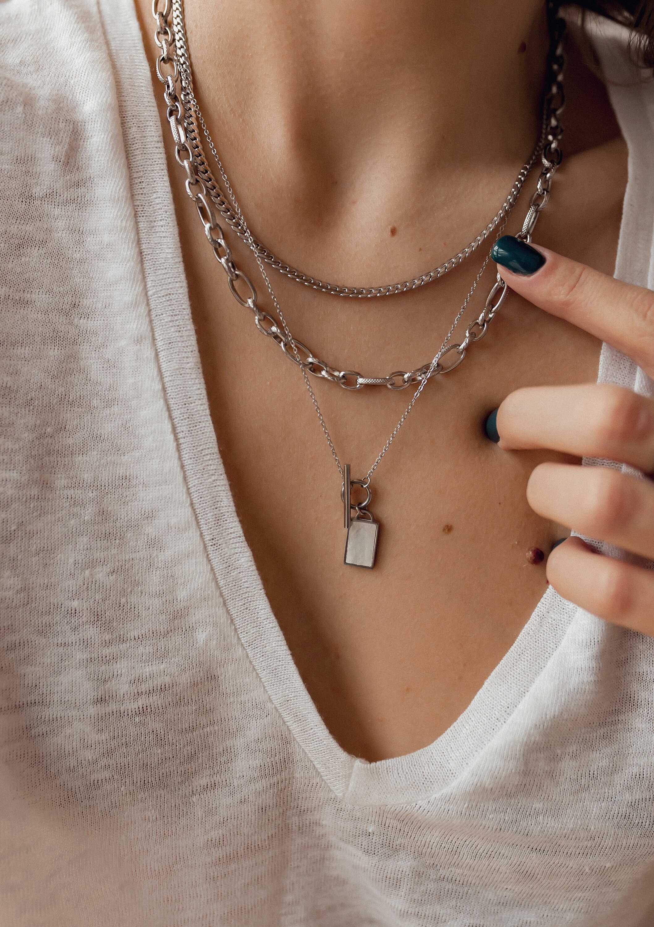 Figaro Chain Necklace in Silver Chunky 