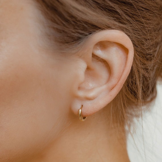 Classic Hoop Huggie Earrings Sterling Silver | Small Hoops Earrings Rose Gold | Gold Plated Hoop Earrings | 925 Silver Hoop Earrings