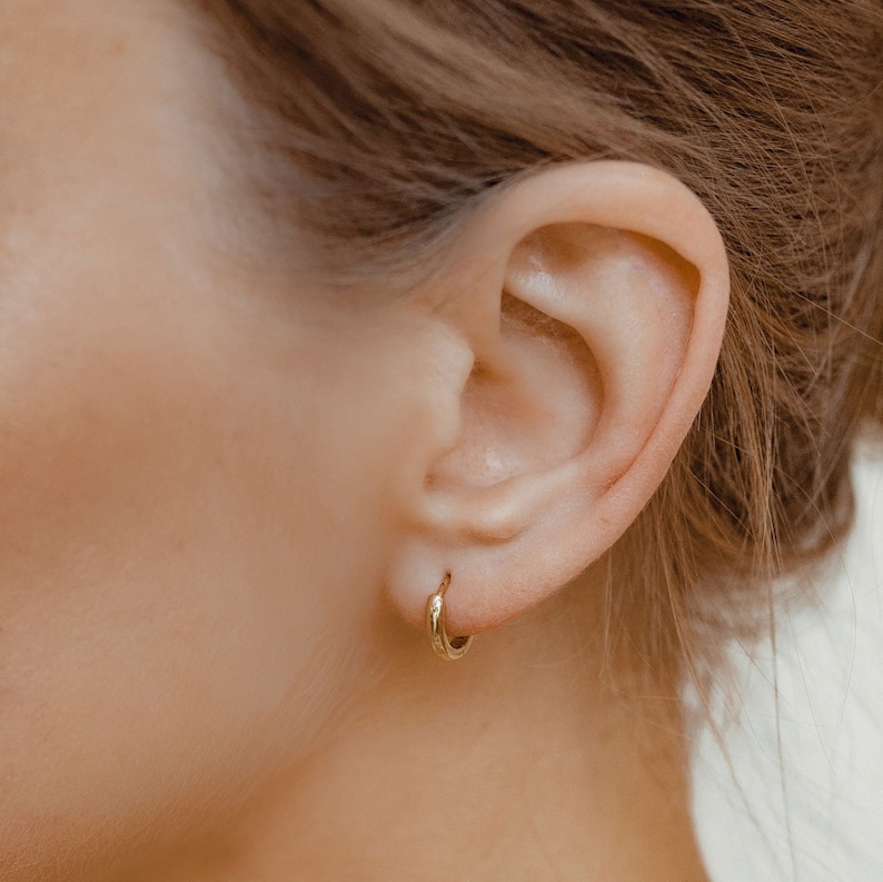 Pendientes de aro clásicos de plata de ley / Pendientes de aro pequeños de oro rosa / Pendientes de aro chapados en oro / Pendientes de aro de plata 925 Single Unit