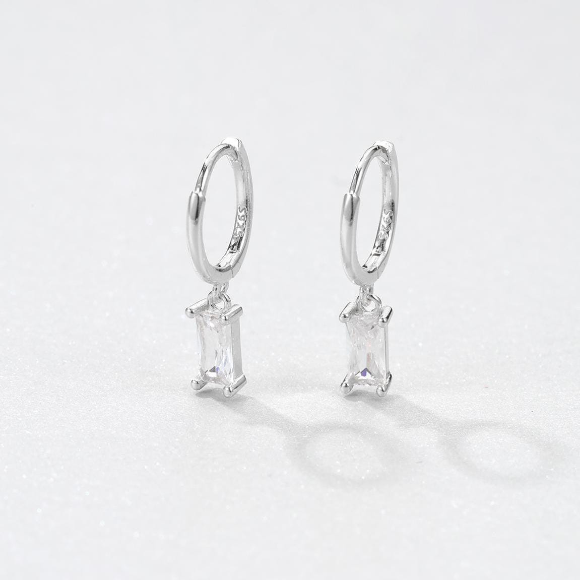 Silver Ear Stack Ear Stack Set of 3 Sterling Silver Earrings | Baguette Huggie Hoop ...