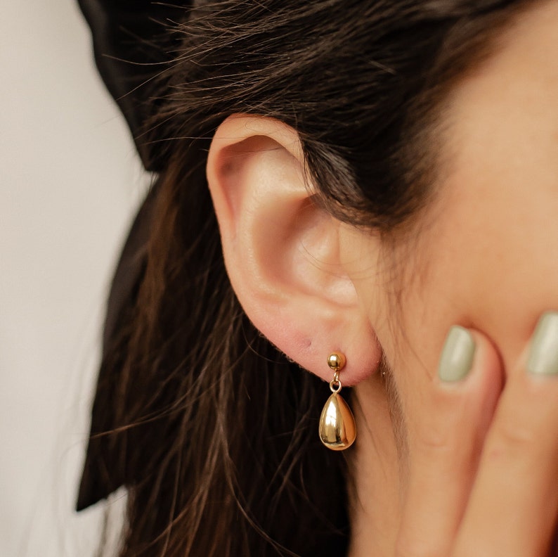 Ohrringe Tropfen Hängend Ohrringe mit Anhänger Tropfen Ohrringe Kugel Ohrringe Gold Ohrringe mit Kugel Bild 3