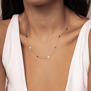 Delicate Rhombus Necklace Rose Gold | Square Charms Necklace Gold | Small Pendant Necklace Silver | Dainty Chain Necklace Geometric image 4