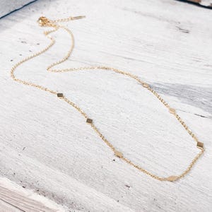 Delicate Rhombus Necklace Rose Gold | Square Charms Necklace Gold | Small Pendant Necklace Silver | Dainty Chain Necklace Geometric Gold