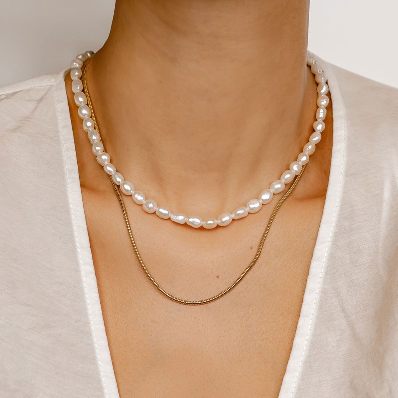 Real Pearl Necklace Freshwater Pearl Necklace Gold Pearl Necklace Baroque Pearl Necklace Natural Pearl Necklace image 3