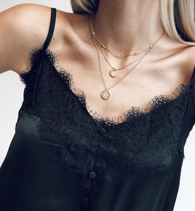 Delicate Rhombus Necklace Rose Gold | Square Charms Necklace Gold | Small Pendant Necklace Silver | Dainty Chain Necklace Geometric image 9