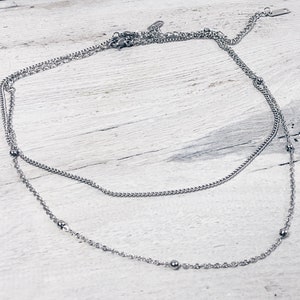 Choker Set in Silberfarbe 2 Minimalist Ketten im Zarten Design Feiner Schmuck aus Edelstahl Bild 2