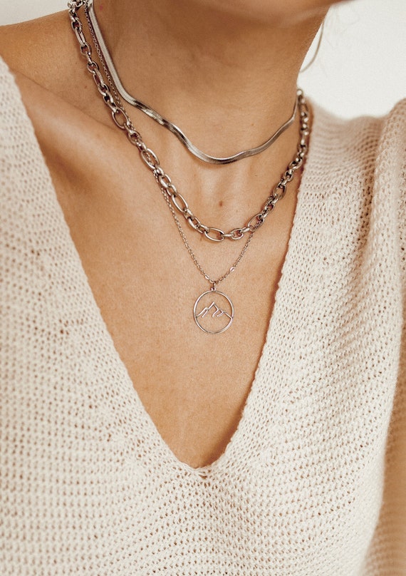 Collana Minimalista In Acciaio Inossidabile - Ipoallergenica E Resistente All'Acqua, 45/50 Cm, Oro/Argento