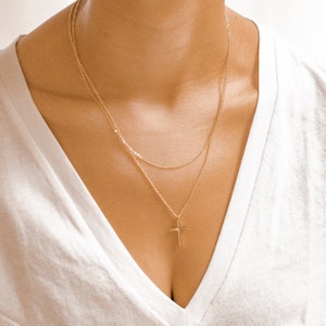 Cross Necklace Gold Colour Delicate Layered Necklace with Cross Pendant Stainless Steel Jewellery image 5