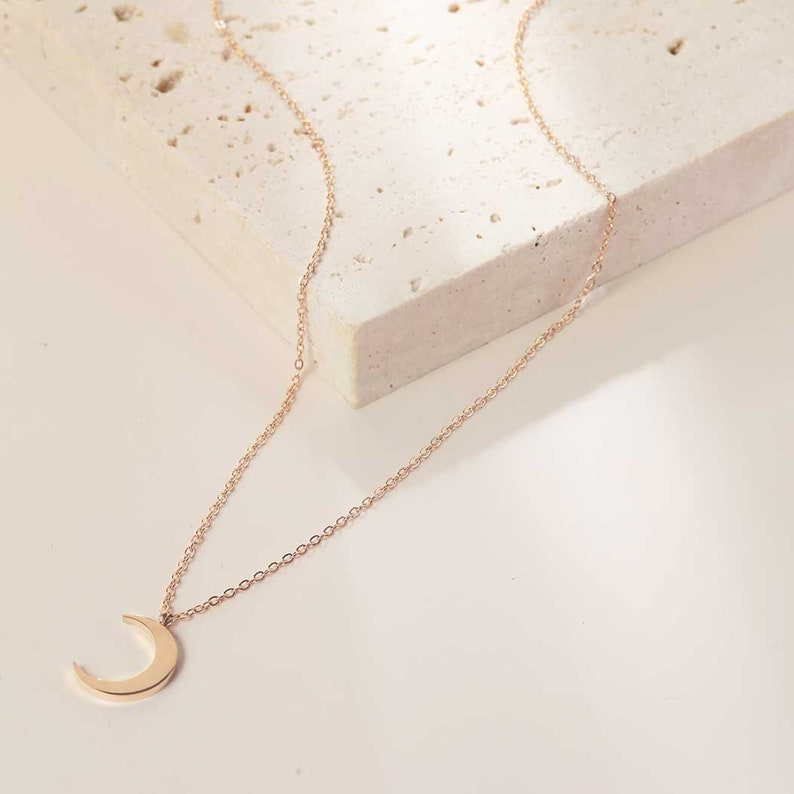 Crescent Moon Necklace Gold Half Moon Necklace Waterproof Crescent Moon Necklace Silver Rose Gold Crescent Moon Pendant Necklace image 4