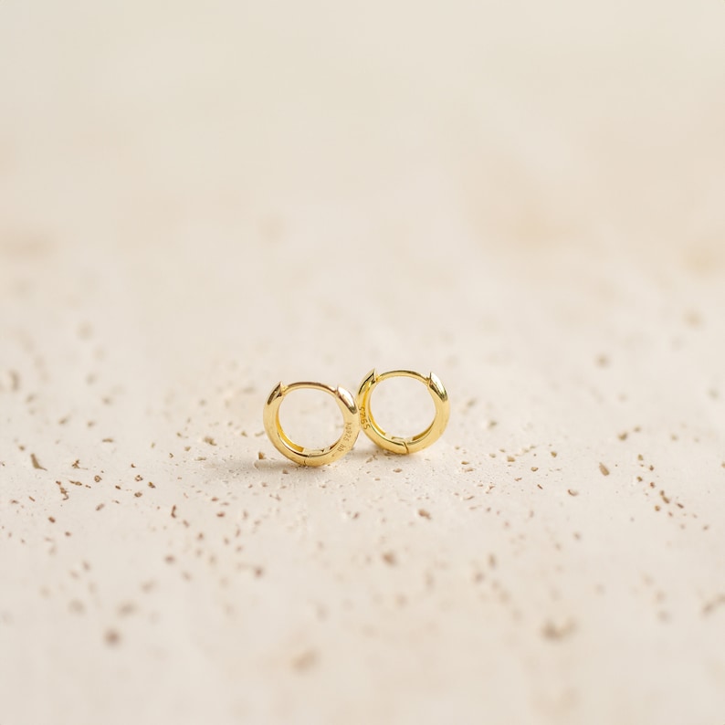 Pendientes de aro clásicos de plata de ley / Pendientes de aro pequeños de oro rosa / Pendientes de aro chapados en oro / Pendientes de aro de plata 925 Pair